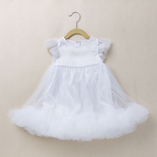 Baby Clothing summer girls sleeveless dress summer new splicing white mesh children's skirt baby princess skirt_viptrois.com