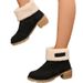 Large-size snow boots one shoe two women's chunky heel mid-calf boots_viptrois.com