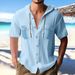Men's Breathable Linen-Cotton Hooded Cardigan – Oversized Short Sleeve Shirt For Casual & Streetwear (S-XXXL, 8 Colors)_viptrois.com