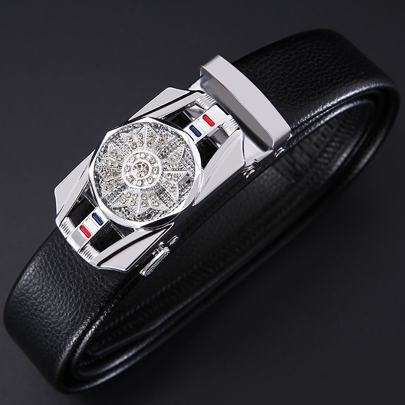 Men's Trendy Casual Business Korean Style Trouser Belt Automatic Buckle Rotating Youth Internet Celebrity Transfer Belt_viptrois.com