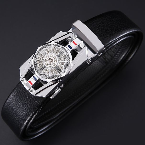 Men's Trendy Casual Business Korean Style Trouser Belt Automatic Buckle Rotating Youth Internet Celebrity Transfer Belt_viptrois.com