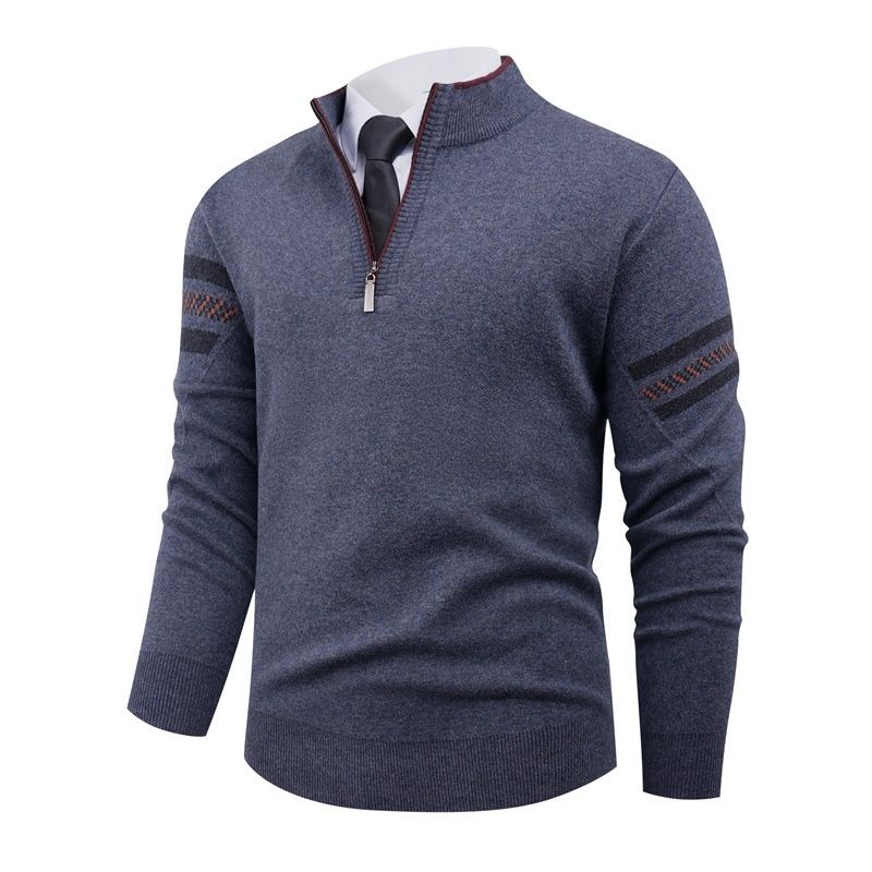 Pure 2025 Foreign Trade High-Quality Autumn Winter New Men's Thickened Half-Zip Sweater Jacquard Knitwear_viptrois.com