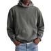 Men’s Vintage Washed Cotton Hoodie – Distressed Pullover With Patch Pockets In Army Green/Black/Brick Red_viptrois.com