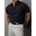 Men's Slim Fit Polo Shirts Half Zip Short Sleeve Collared Knitwear Business Style Trendy Fitness Oriented_viptrois.com