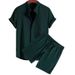 Men's Short-Sleeved Solid Color Shirt Casual Basic Cotton Polyester Blend Loose Fit Summer Black Yellow Gray Striped Shirt_viptrois.com
