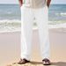 Men's Linen Wide Leg Pants Breathable Loose Sports Straight Casual Trousers American Style For Summer Autumn_viptrois.com