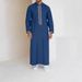 Men's Clothing Simple Long Stand Collar Zipper Muslim Robe_viptrois.com