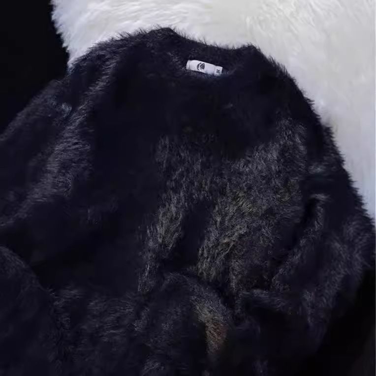 Oversized Men’s Sweater – Soft Plush Velvet Knit Pullover, Relaxed Fit Round Neck Casual Top For Winter & Fall_viptrois.com