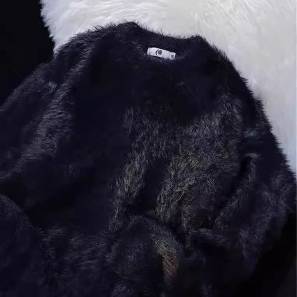 Oversized Men’s Sweater – Soft Plush Velvet Knit Pullover, Relaxed Fit Round Neck Casual Top For Winter & Fall_viptrois.com