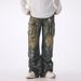 Men's Clothing American Style Multi Pocket Distressed Zipper Wide Leg Jeans For Men Loose Straight Leg Drape Motorcycle Niche_viptrois.com