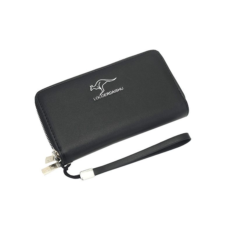 Men’s Bags Men's Clutch Double Zipper Light Luxury Long Wallet Large Capacity PU Leather Clutch Card Holder_viptrois.com