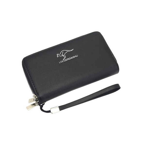 Men’s Bags Men's Clutch Double Zipper Light Luxury Long Wallet Large Capacity PU Leather Clutch Card Holder_viptrois.com