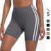 New Striped Fitness Tight High Waist Peach Three-Quarter Color-Block Breathable Sports Running Yoga Shorts For Women_viptrois.com
