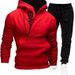 Men's Clothing new batch new pullover side zipper contrast color hooded men's fleece sweater suit_viptrois.com
