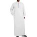Men's Clothing Simple Long Stand Collar Button Muslim Robe_viptrois.com