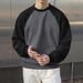 Men's Casual Fleece-Lined Sweatshirt With Raglan Sleeves & Color Blocking – Lightweight & Comfortable For Spring & Fall_viptrois.com