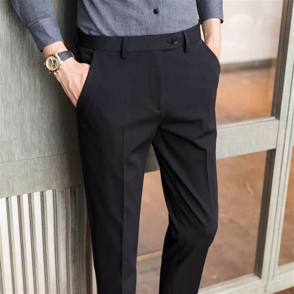 Men's Clothing Men Summer High End Business Casual Trousers Formal Men Nine Point Trousers Suit Trousers Men_viptrois.com