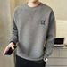 Men's Clothing Waffle Knit Crewneck Sweatshirt - Slim Fit Casual Pullover Long Sleeve T-Shirt For Spring & Autumn (Black/White/Dark Gray/Navy Blue)_viptrois.com