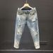 Men's Clothing Trendy Pants Slim Light Color Nine Point Skinny Pants_viptrois.com