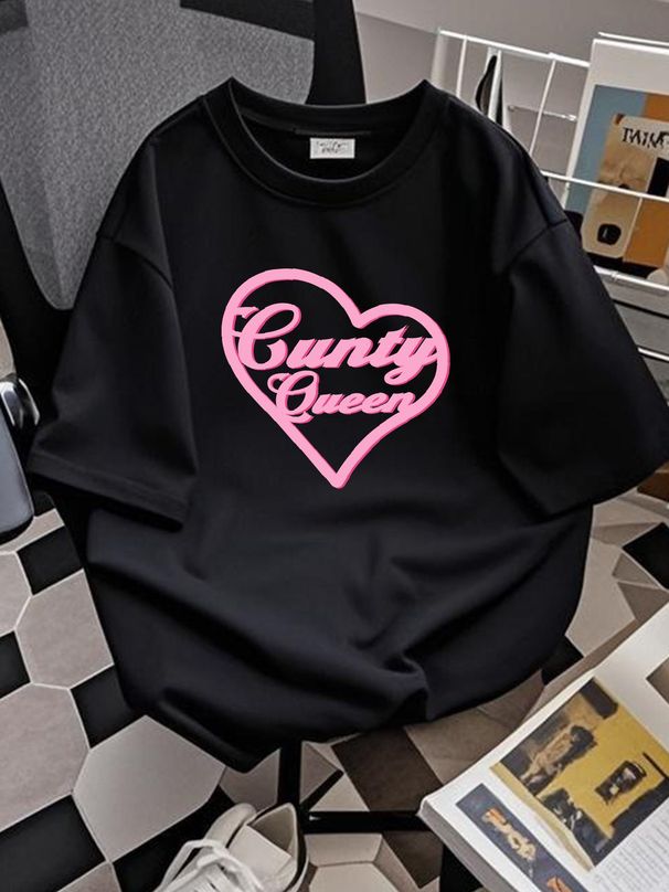 Cunty Queen Drag T Shirt Unisex Top For Everyday Wear Designer Clothes Homme Fashion Stretched Streetwear Slightly Casual Comfortable Graphic_viptrois.com
