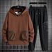 Men's Clothing Men's Spring and Autumn Korean Style Fashion Large Size Hooded Sweatshirt Loose and Comfortable Sweatpants a Complete Set_viptrois.com
