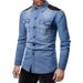 Men's clothing washed long sleeve denim shirt Youth fashion casual simple shirt_viptrois.com