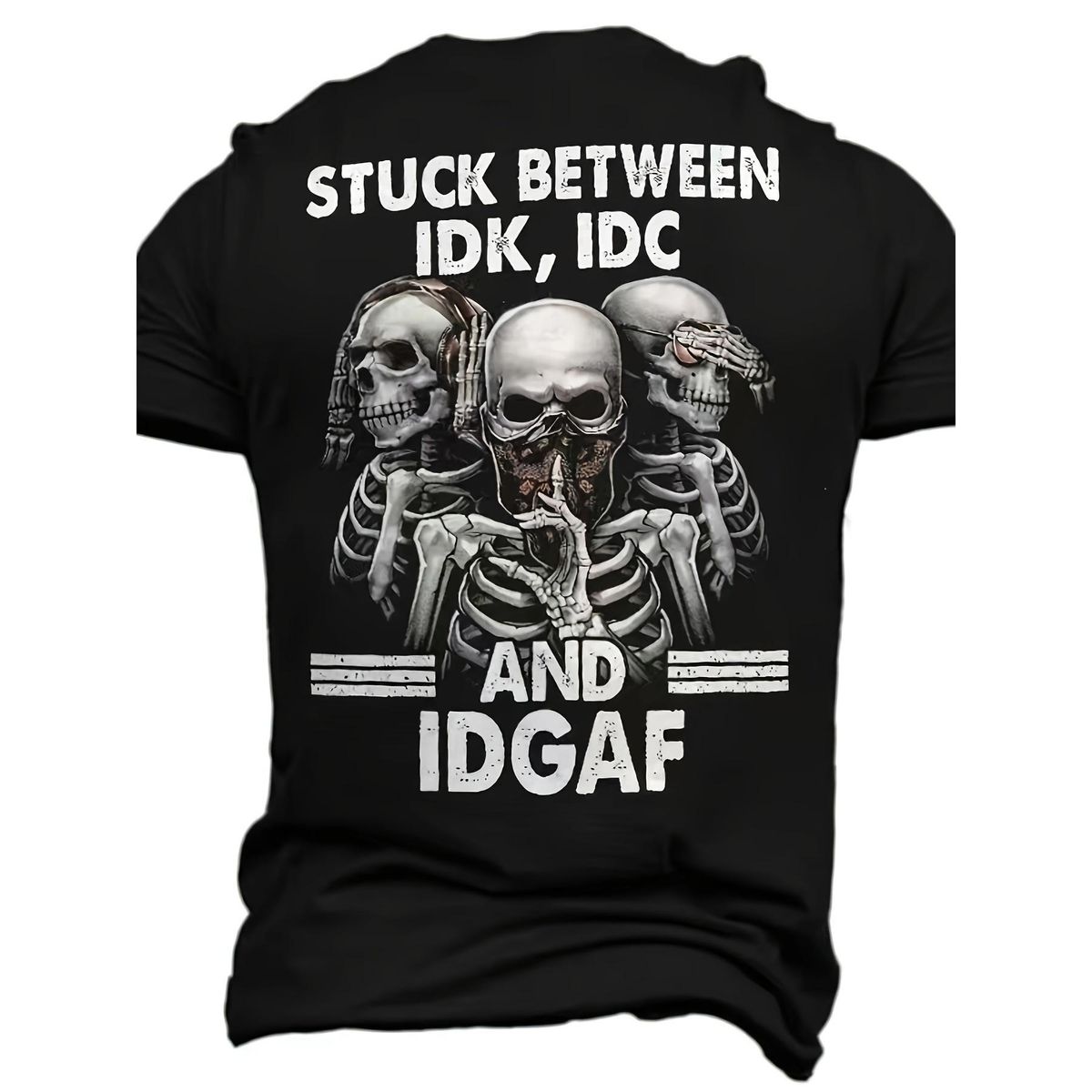 Playera Manga Corta Con Cuello Redondo, Diseño Elegante Esqueleto Digital 3D Y Estampado De Letras Hombre, Ideal Para_viptrois.com