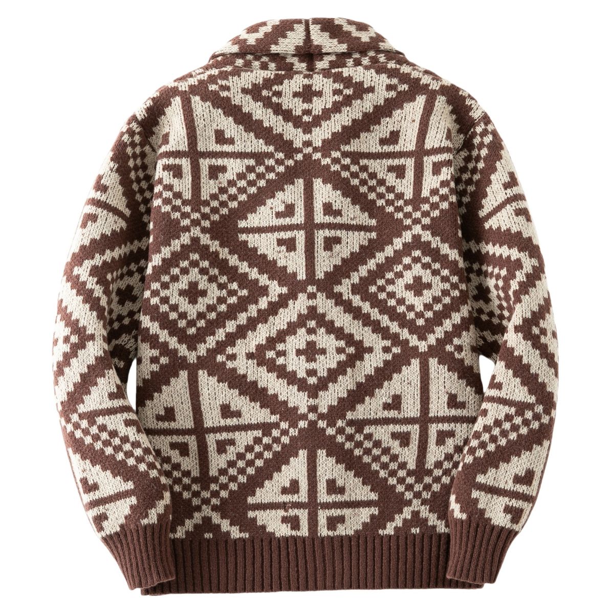 Loom European And American Men's Retro Geometric Jacquard Knit Jacket Autumn Winter Long Sleeve Thickened Cardigan Sweater_viptrois.com