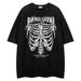Men's Clothing Vintage Design American Style Trendy Skull Skeleton Print Original Loose Foreign Trade T Shirt Men's Clothing 2025 New Products_viptrois.com