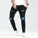 Men's Clothing Fashion Versatile Ripped Patch Elastic Slim Trousers Trendy Jeans_viptrois.com