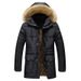 "Men's Winter Detachable Hood Parka With Fleece Lining, Thickened Cotton Jacket For Casual & Outdoor, Oversized Zip-Up Coat In Khaki_viptrois.com