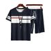 Men's Casual Summer T-Shirt And Shorts Set Black Polyester Short Sleeve Regular Fit Spring Summer Autumn Wear_viptrois.com