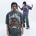Summer Autumn New American Street Washed Vintage Printed Loose Cotton Unisex Short Sleeve T-Shirt_viptrois.com