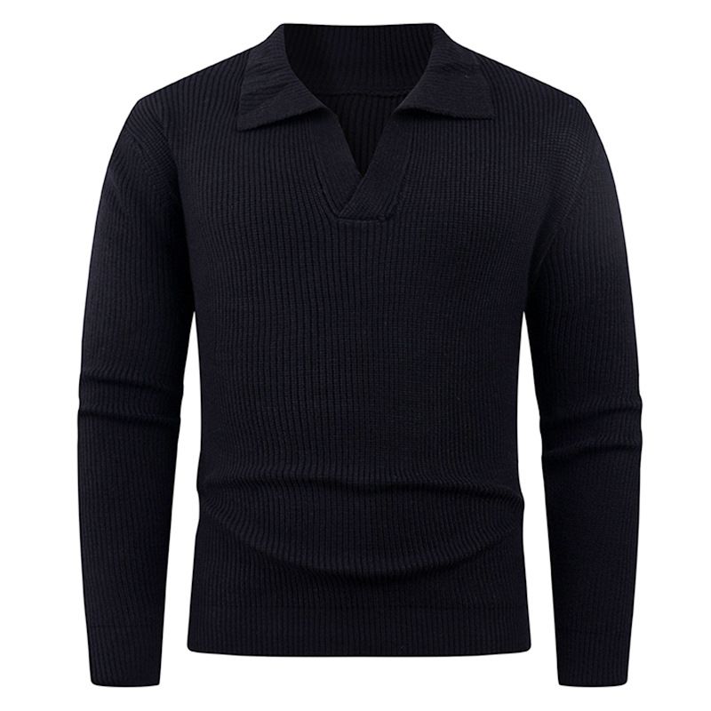 Men's Solid Color Knit Sweater - Relaxed Fit Crewneck Pullover For Casual Wear (Light Gray, Dark Gray, Black, Army Green, Navy, Coffee)_viptrois.com