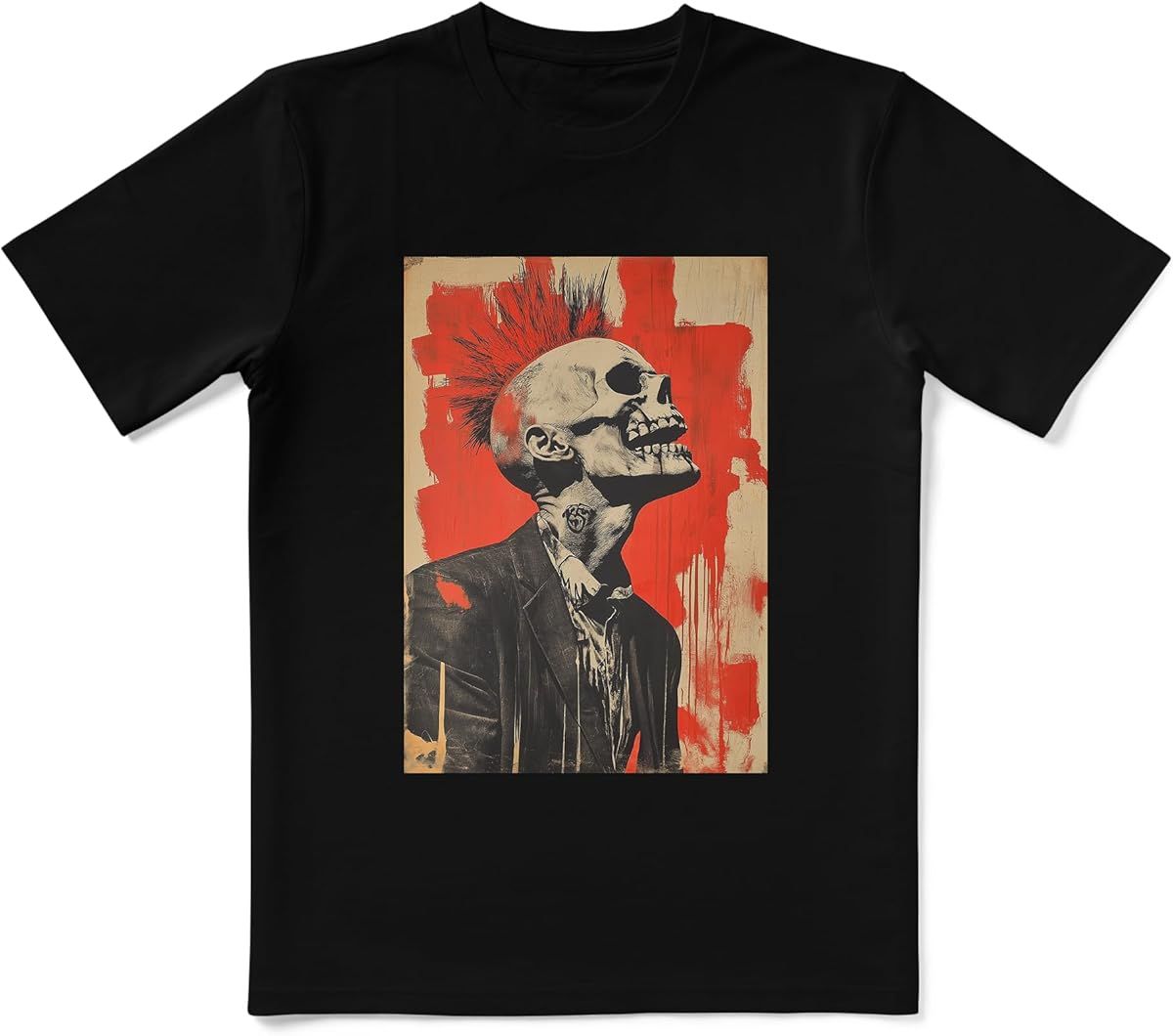 Vintage Skull Punk Rock Mohawk Shirt Y2K Shirts For Men Retro 80s Graphic Tee Goth Alt Grunge Gothic_viptrois.com