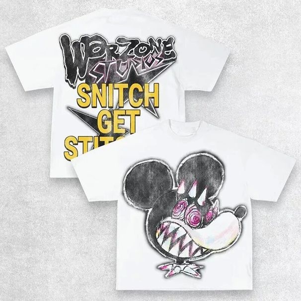 Men's Clothing Punk Street Cotton Crew Neck Oversized Short Sleeve Tops T Shirt_viptrois.com