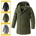 Men's Longline Hooded Padded Coat - Slim-Fit Winter Jacket With Multiple Pockets, Water-Resistant Polyester_viptrois.com