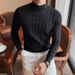Half High Neck Thick Sweater For Men, Versatile For Autumn And Winter, Solid Color Knit Sweater, Base Sweater, Pullover_viptrois.com