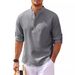 Men's Clothing Long Sleeved Shirt Stand Up Collar Half Button Shirt Pineapple Check Shirt_viptrois.com