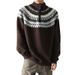 Pure Cross-Border Hot-Selling European Plus Size Fair Isle Christmas Half-Zip Knit Sweater Men's Stand Collar Trendy Factory_viptrois.com