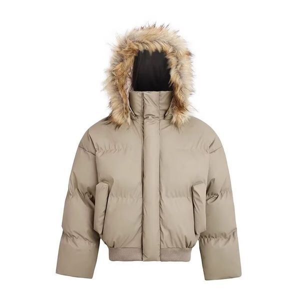 Men's Clothing Winter Retro Detachable Fur Collar PU Leather Cotton Jacket For Men And Women American Style Thick Warm Cotton Coat_viptrois.com