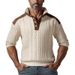 Men's Clothing Half-Zip Button-Up Sweatshirt – Stylish Contrast Trim Stand Collar Top For Casual & Outdoor Wear (S-3XL, Black/White/Khaki)_viptrois.com
