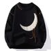 Men's Oversized Cable-Knit Sweater – Soft & Breathable Pullover For Layering (Black, White, Red, Star Print)_viptrois.com