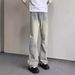 American Street Wash Versatile Micro Flared Jeans, Distressed Zipper Casual Pants, Vibe Trendy Pants_viptrois.com