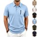 Men's Casual Loose Short Sleeve Shirt Summer Business Zipper Pocket Top Jacquard T-Shirt_viptrois.com