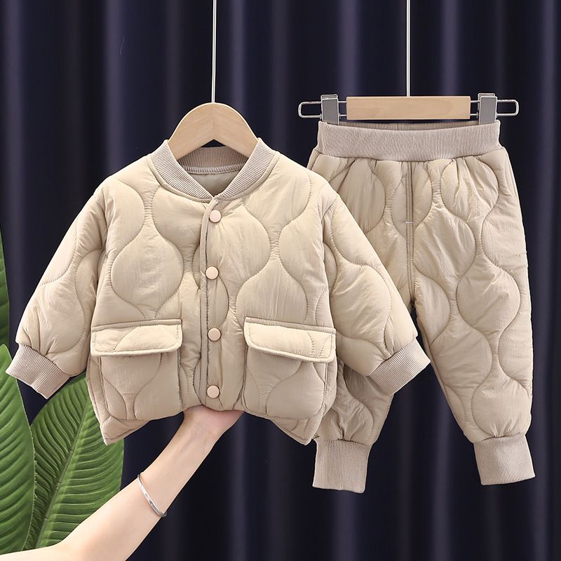 Baby clothing boy's autumn and winter cotton-padded suit foreign style baby winter lightweight cotton-padded suit two-piece baby clothes tide_viptrois.com