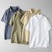 Men's Clothing Summer New Linen Polo Shirt Men's Short Sleeved Slim Lapel Shirt Cotton Linen Men's Casual Lining Open Chested Shirt_viptrois.com
