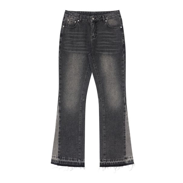 Men's Washed Jeans Artistic Splatter Paint Distressed Details Straight-Leg Midweight Cotton Mid Waist Zipper Fly Blue Gray High Street Fashion S-XL_viptrois.com