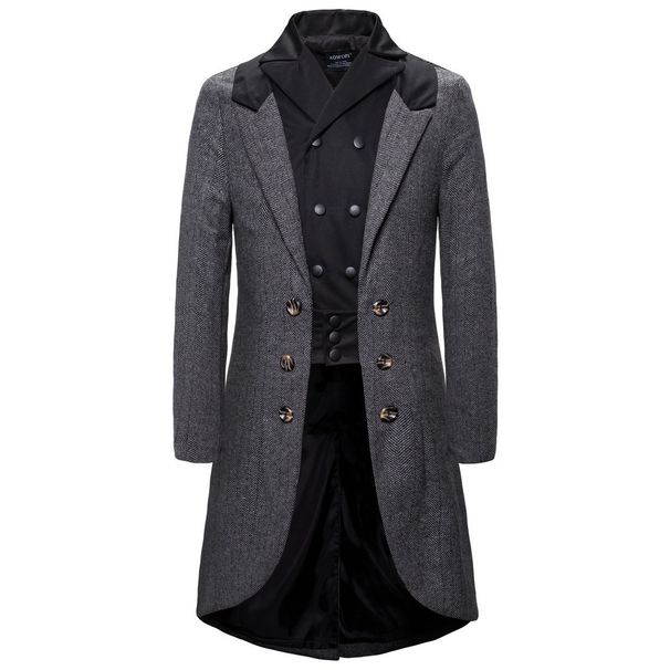 Pulse 2022 Autumn Winter New European American British Evening Dress Wool Mid-Length Trench Coat Men's Clothing_viptrois.com