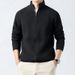 "Men's Textured Knit Cardigan – Stand Collar Drop Shoulder Sweater (Brown/Grey/Black/Navy, Sizes M-XXXL)"_viptrois.com